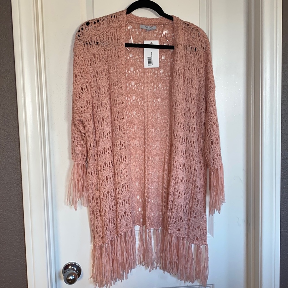 Favlux NWT Large 100% Acrylic Beautiful Rose Cardigan with Ribbon Tied Finish